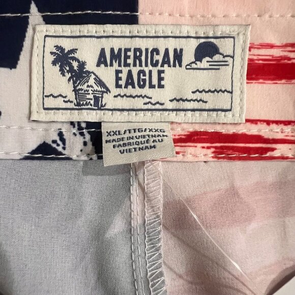 American Eagle Outfitters‎ Mens USA Flag Boardshorts Size XXL Red White Blue NWT - Picture 8 of 8